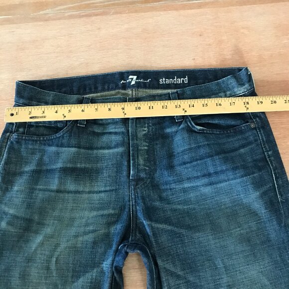 7 For all Mankind Standard Jeans Men 34x34 Blue Mid Rise Button Fly Stretch - Picture 10 of 15